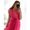 Šaty elegantní tylové krátké bez rukávu společenské dámské (S/M ONE SIZE) ITALSKÁ MÓDA IMM23FL9665/DU (Barva béžová)