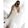 Šaty elegantní tylové krátké bez rukávu společenské dámské (S/M ONE SIZE) ITALSKÁ MÓDA IMM23FL9665/DU (Barva béžová)