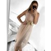 Šaty elegantní tylové krátké bez rukávu společenské dámské (S/M ONE SIZE) ITALSKÁ MÓDA IMM23FL9665/DU (Barva béžová)