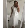Šaty elegantní tylové krátké bez rukávu společenské dámské (S/M ONE SIZE) ITALSKÁ MÓDA IMM23FL9665/DU (Barva béžová)