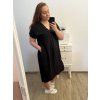 Šaty oversize krátký rukáv dámské nadrozměr (3XL/4XL ONE SIZE) ITALSKá MóDA IMC23132/DU (Velikost 3XL/4XL, Barva Černá)