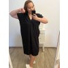 Šaty oversize krátký rukáv dámské nadrozměr (3XL/4XL ONE SIZE) ITALSKá MóDA IMC23132/DU (Velikost 3XL/4XL, Barva Černá)