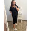 Šaty oversize krátký rukáv dámské nadrozměr (3XL/4XL ONE SIZE) ITALSKá MóDA IMC23132/DU (Velikost 3XL/4XL, Barva Černá)