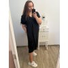 Šaty oversize krátký rukáv dámské nadrozměr (3XL/4XL ONE SIZE) ITALSKá MóDA IMC23132/DU (Velikost 3XL/4XL, Barva Černá)
