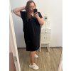Šaty oversize krátký rukáv dámské nadrozměr (3XL/4XL ONE SIZE) ITALSKá MóDA IMC23132/DU (Velikost 3XL/4XL, Barva Černá)