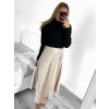 Sukně středně dlouhá saténová dámská (S/M ONE SIZE) ITALSKÁ MÓDA IMM23UN6886/DU (Velikost S/M/L, Barva Černá)