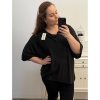 Svetr tenký oversize krátký rukáv dámský nadrozměr (3XL/4XL/5XL ONE SIZE) ITALSKÁ MÓDA IM423BLACK/DU
