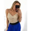 Body tílko elegantní krajkové dámské (S/M ONE SIZE) ITALSKÁ MÓDA IMM22291/DU (Velikost S/M/L, Barva béžová)