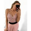 Body tílko elegantní krajkové dámské (S/M ONE SIZE) ITALSKÁ MÓDA IMM22291/DU (Velikost S/M/L, Barva béžová)