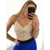 Body tílko elegantní krajkové dámské (S/M ONE SIZE) ITALSKÁ MÓDA IMM22291/DU (Velikost S/M/L, Barva béžová)