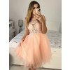 Šaty elegantní krajkové plesové krátké dámské (S/M ONE SIZE) ITALSKÁ MÓDA IMM2219810/DU (Velikost S/M/L, Barva modrá královská)