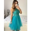 Šaty elegantní krajkové plesové krátké dámské (S/M ONE SIZE) ITALSKÁ MÓDA IMM2219810/DU (Velikost S/M/L, Barva modrá královská)
