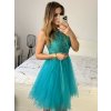 Šaty elegantní krajkové plesové krátké dámské (S/M ONE SIZE) ITALSKÁ MÓDA IMM2219810/DU (Velikost S/M/L, Barva modrá královská)