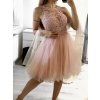 Šaty elegantní krajkové plesové krátké dámské (S/M ONE SIZE) ITALSKÁ MÓDA IMM2219810/DU (Velikost S/M/L, Barva modrá královská)