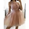 Šaty elegantní krajkové plesové krátké dámské (S/M ONE SIZE) ITALSKÁ MÓDA IMM2219810/DU (Velikost S/M/L, Barva modrá královská)