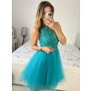 Šaty elegantní krajkové plesové krátké dámské (S/M ONE SIZE) ITALSKÁ MÓDA IMM2219810/DU (Velikost S/M/L, Barva modrá královská)