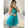 Šaty elegantní krajkové plesové krátké dámské (S/M ONE SIZE) ITALSKÁ MÓDA IMM2219810/DU (Velikost S/M/L, Barva modrá královská)