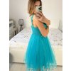 Šaty elegantní krajkové plesové krátké dámské (S/M ONE SIZE) ITALSKÁ MÓDA IMM2219810/DU (Velikost S/M/L, Barva modrá královská)
