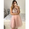 Šaty elegantní krajkové plesové krátké dámské (S/M ONE SIZE) ITALSKÁ MÓDA IMM2219810/DU (Velikost S/M/L, Barva modrá královská)