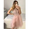 Šaty elegantní krajkové plesové krátké dámské (S/M ONE SIZE) ITALSKÁ MÓDA IMM2219810/DU (Velikost S/M/L, Barva modrá královská)