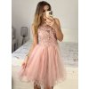 Šaty elegantní krajkové plesové krátké dámské (S/M ONE SIZE) ITALSKÁ MÓDA IMM2219810/DU (Velikost S/M/L, Barva modrá královská)