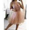 Šaty elegantní krajkové plesové krátké dámské (S/M ONE SIZE) ITALSKÁ MÓDA IMM2219810/DU (Velikost S/M/L, Barva modrá královská)