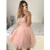 Šaty elegantní krajkové plesové krátké dámské (S/M ONE SIZE) ITALSKÁ MÓDA IMM2219810/DU (Velikost S/M/L, Barva modrá královská)