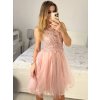Šaty elegantní krajkové plesové krátké dámské (S/M ONE SIZE) ITALSKÁ MÓDA IMM2219810/DU (Velikost S/M/L, Barva modrá královská)
