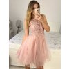 Šaty elegantní krajkové plesové krátké dámské (S/M ONE SIZE) ITALSKÁ MÓDA IMM2219810/DU (Velikost S/M/L, Barva modrá královská)