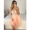 Šaty elegantní krajkové plesové krátké dámské (S/M ONE SIZE) ITALSKÁ MÓDA IMM2219810/DU (Velikost S/M/L, Barva modrá královská)
