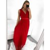 Šaty dlouhé společenské na ramínka dámské (S/M ONE SIZE) ITALSKÁ MÓDA IMPSH223677/DR (Velikost S/M/L, Barva červená)