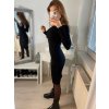 Šaty upletové s rolákem dlouhý rukáv dámské (S/M  ONE SIZE) ITALSKÁ MÓDA IMWA22NG-2309 (Velikost S/M/L, Barva Černá)