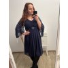 Šaty elegantní společenské dlouhý rukáv dámské nadrozměr (XL/2XL ONE SIZE) ITALSKÁ MÓDA IMPSH2280649/DU (Velikost XL/2XL, Barva tmavě modrá)