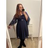 Šaty elegantní společenské dlouhý rukáv dámské nadrozměr (XL/2XL ONE SIZE) ITALSKÁ MÓDA IMPSH2280649/DU (Velikost XL/2XL, Barva tmavě modrá)