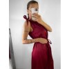 Šaty dlouhé na ramínka saténové dámské (S/M ONE SIZE) ITALSKÁ MÓDA IM922898/DU (Velikost S/M/L, Barva béžová)