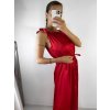 Šaty dlouhé na ramínka saténové dámské (S/M ONE SIZE) ITALSKÁ MÓDA IM922898/DU (Velikost S/M/L, Barva béžová)
