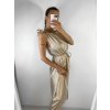 Šaty dlouhé na ramínka saténové dámské (S/M ONE SIZE) ITALSKÁ MÓDA IM922898/DU (Velikost S/M/L, Barva béžová)