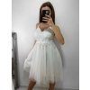 Šaty společenské tylové na ramínka dámské (S/M/L ONE SIZE) ITALSKá MóDA IM923001/DU (Velikost M/L, Barva bílá)
