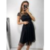 Šaty společenské tylové krátký rukáv dámské (S/M ONE SIZE) ITALSKá MóDA IM9238938/DUR (Velikost S/M/L, Barva bílá)