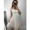 Šaty společenské tylové krátký rukáv dámské (S/M ONE SIZE) ITALSKá MóDA IM9238938/DUR (Velikost S/M/L, Barva bílá)