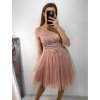Šaty společenské tylové krátký rukáv dámské (S/M ONE SIZE) ITALSKá MóDA IM9238938/DUR (Velikost S/M/L, Barva bílá)
