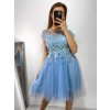 Šaty společenské tylové krátký rukáv dámské (S/M ONE SIZE) ITALSKá MóDA IM9238938/DUR (Velikost S/M/L, Barva bílá)