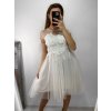 Šaty společenské tylové krátký rukáv dámské (S/M ONE SIZE) ITALSKá MóDA IM9238938/DUR (Velikost S/M/L, Barva bílá)