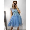 Šaty společenské tylové krátký rukáv dámské (S/M ONE SIZE) ITALSKá MóDA IM9238938/DUR (Velikost S/M/L, Barva bílá)