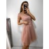 Šaty společenské tylové krátký rukáv dámské (S/M ONE SIZE) ITALSKá MóDA IM9238938/DUR (Velikost S/M/L, Barva bílá)