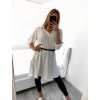 Tunika košilová prodloužená dámské 3/4 rukáv s páskem  (M/L/XL ONE SIZE) ITALSKÁ MÓDA IMM23UN7018/DU