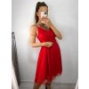 Šaty elegantní společenské na ramínka dámské (S/M ONE SIZE) ITALSKÁ MÓDA IMPSH23C666/DU (Velikost S/M/L, Barva červená)