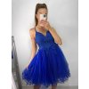 Šaty krátké společenské elegantní plesové dámské (UNI S/M) ITALSKÁ MÓDA IMM21389/DU (Velikost S/M/L, Barva modrá královská)