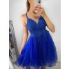 Šaty krátké společenské elegantní plesové dámské (UNI S/M) ITALSKÁ MÓDA IMM21389/DU (Velikost S/M/L, Barva modrá královská)