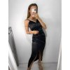Šaty společenské dlouhé elegantní na ramínka satén dámské (S/M ONE SIZE) ITALSKÁ MÓDA IMPSH236357A/DU (Velikost S/M/L, Barva Černá)